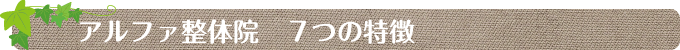 アルファ整体院　７つの特徴